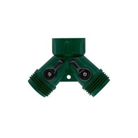 ORBIT 3/4 in. Plastic Threaded Female/Male Y-Hose Connector with Shut Offs 67745